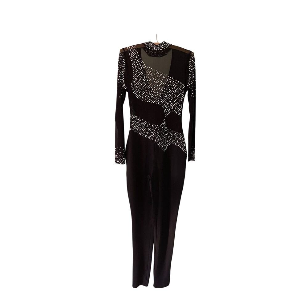 Women’s Medium Black See Through Mesh Full Bodysuit Costume